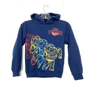 Disney Toy Story Hoodie Sweater Boys Kids Size 7 Blue Fleece Buzz Lightyear